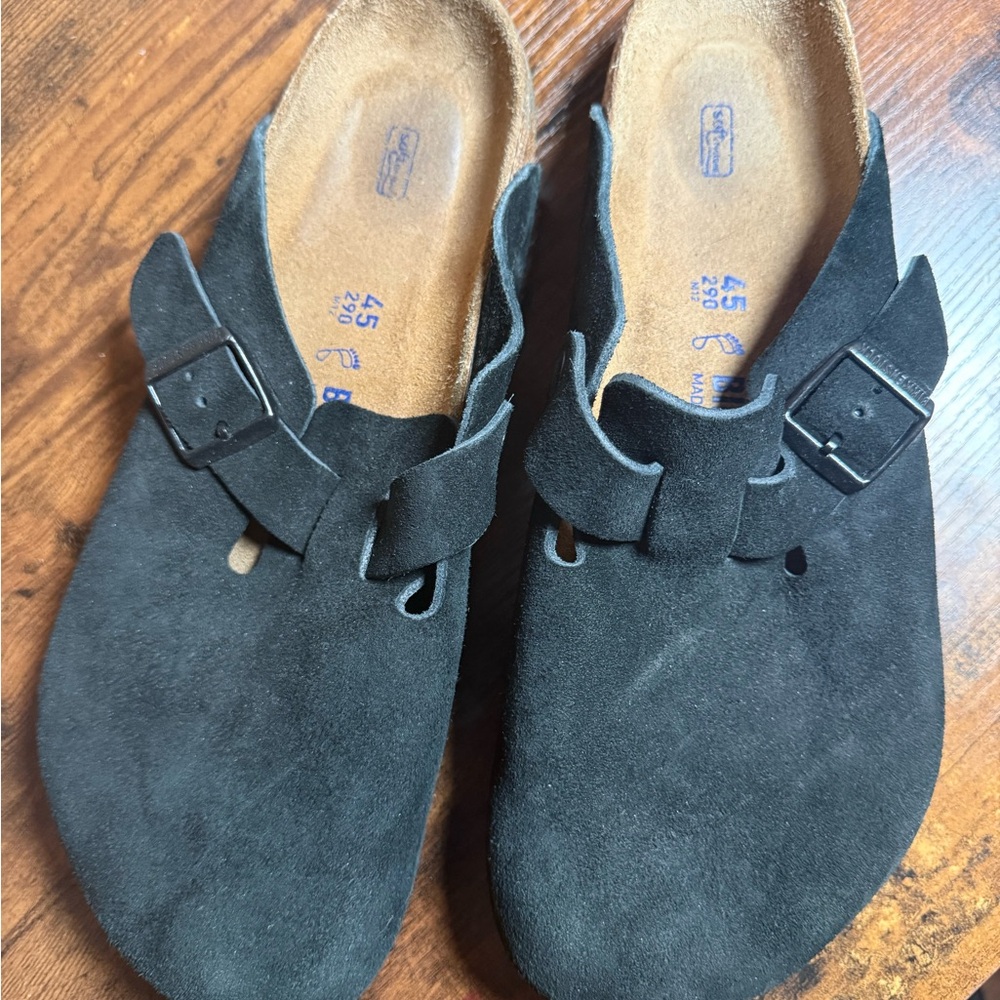 Birkenstock Boston Clogs Black Suede